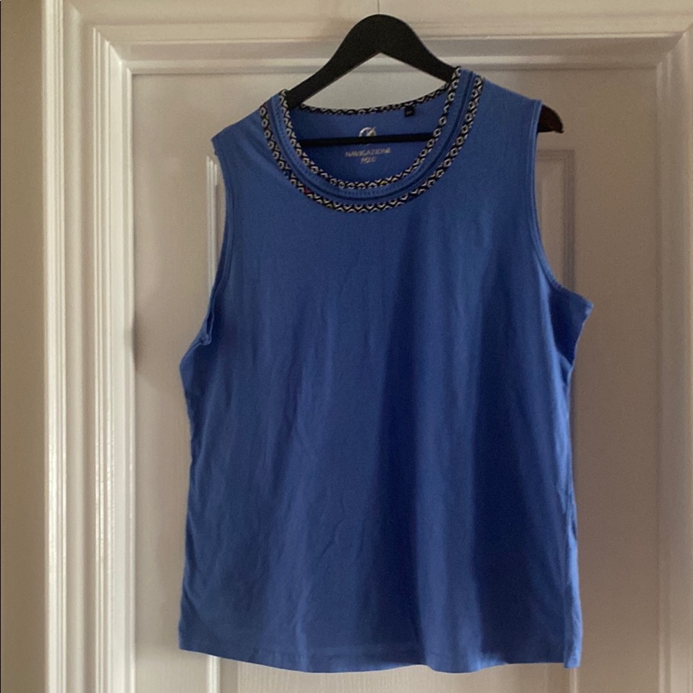 Nautica Blue Embellished Relaxed Tank Top